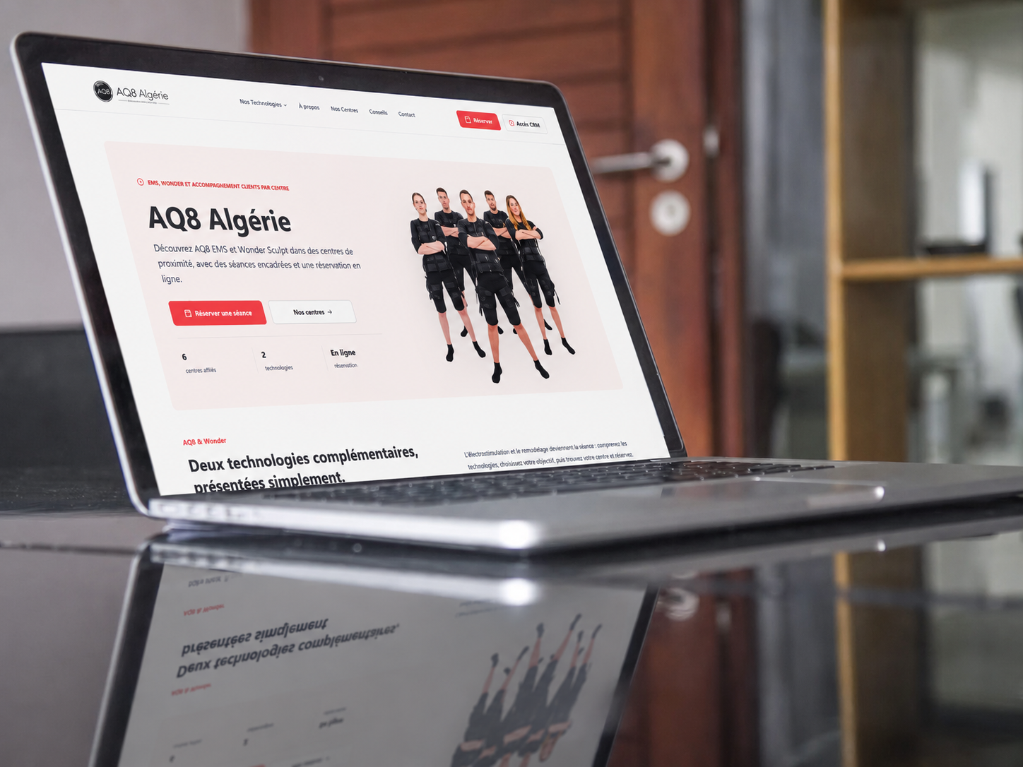 Interface du nouveau site internet moderne d'AQ8 Algérie conçu par l'agence VSW Digital sur ordinateurs et mobiles
